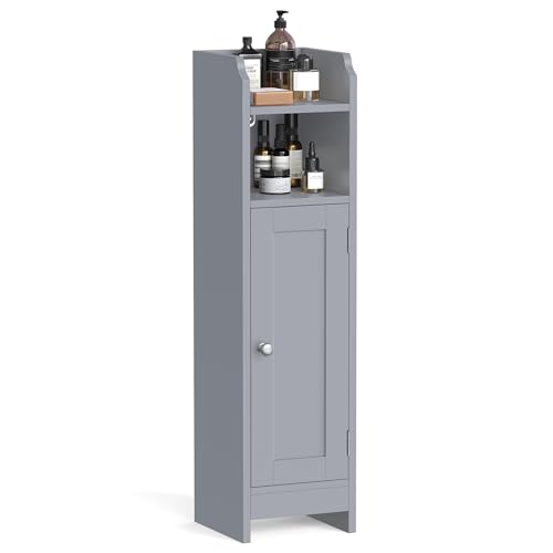 Comparison: Best Gray For Cabinets 11 VASAGLE Small Bathroom Storage Corner Floor Cabinet with Door, 7.9 x 7.1 x 31.5 Inches, Bathroom Organizer, Narrow Toilet Paper Storage Cabinet, Adjustable Shelves, Dove Gray UBBC310P36