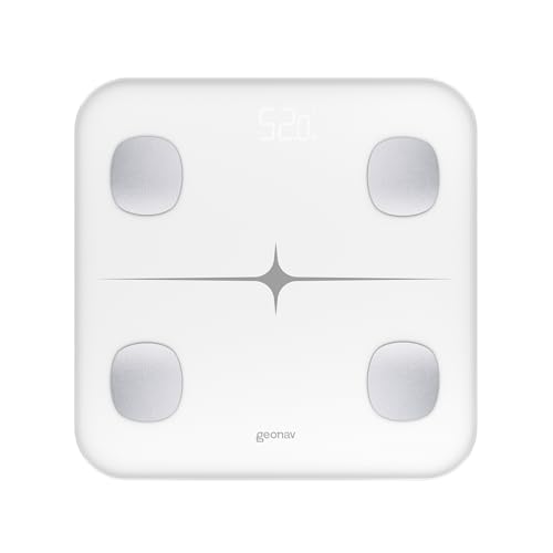 Hi by Geonav Balança Inteligente com Bioimpedância, Bluetooth, 16 parâmetros, Aplicativo, Vidro Temperado, Compatível Google Fit, Fitbit e Apple Saúde, Branco