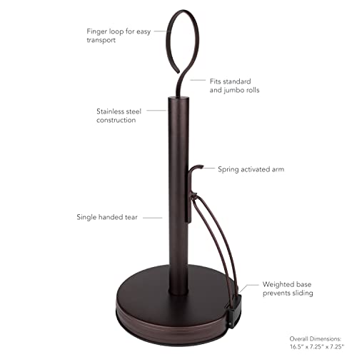 Spectrum Diversified Ashley Tension Paper Towel Holder (Bronze) - Storage Organization For Kitchen Counter, Pantry, Laundry, Apartment, Rv, And Bathroom #TOP2