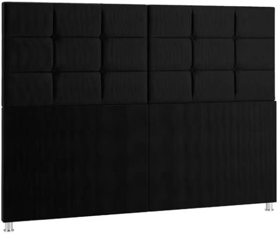 Cabeceira Estofada Com Pé De Cama Box Casal E Queen Modelo(Preto,QUEEN 1.60)