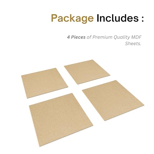 Image of Pilwal's 9x12 inch MDF Sheets - Smooth Unfinished MDF RECTANGLE Sheet - MDF Board Coutouts for Craft DIY Art, lippan Art, Painting, Decoupage, Resin Art, Pyrography, Laser Cutting (9 inchx12 inch inch, 4 Pieces)