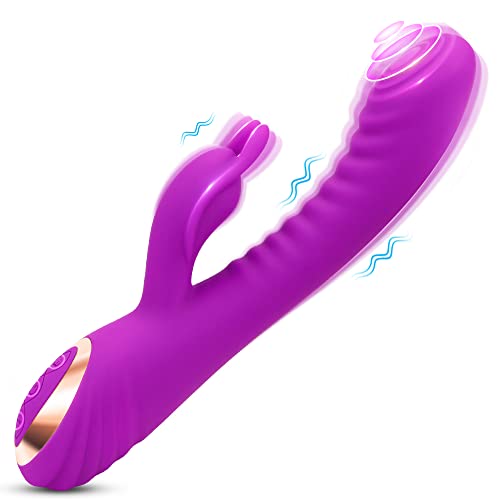 G Spot Rabbit Vibrator with Hitting & Vibrating 2 in 1 Design, Adorime Triple Motor Dildo Vibrator Wand Massager for Clitoris Vagina Stimulation, Adult Sex Toys for Women Rechargeable
