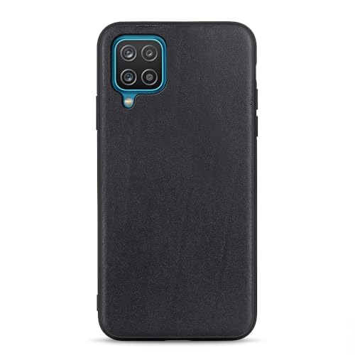 Coque Samsung Galaxy A12 5G en cuir véritable noir pour homme