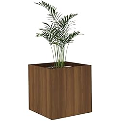 Macetero Blanco Salon vidaXL Jardinera Jardín Parque Terraza Balcón Patio Plantas Flores Maceta Macetero Cuadrado Hierbas Sala Madera Contrachapada Marrón Roble