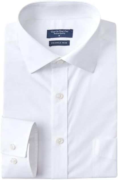 Year In Year Out Wrinkle Free Dress Shirt for Men Regular Fit Long Sleeve Wrinkle Resistant Shirt