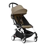 Passeggino Stokke YOYO3 da 6 mesi - Include telaio bianco/cuscino seduta Toffee + Capottina - Si ripiega e si apre in un lampo - Leggero e compatto - Compatibile con il bagaglio a mano