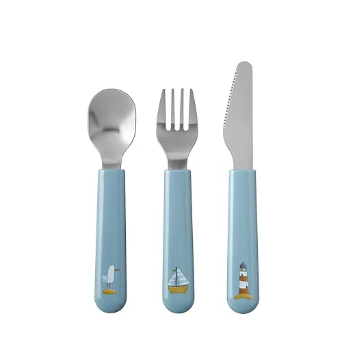 Mepal - set de cubiertos infantiles de 3 piezas - cubiertos infantiles - set de cubiertos con tenedor, cuchillo y cuchara para niños - apto para el lavajillas - Sailors Bay
