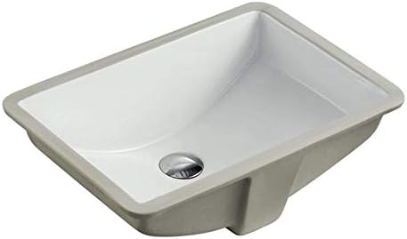 KINGSMAN 20.9 Inch Durable Rectrangle Undermount Vitreous Ceramic Lavatory Vanity Bathroom Sink - Pure White (20.9 Inch)
