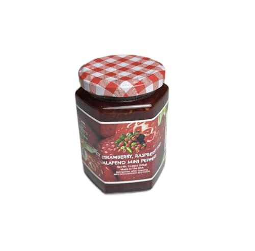 Strawberry Raspberry Jalapeno Mini Red Pepper Jam, Spicy Sweet Homemade