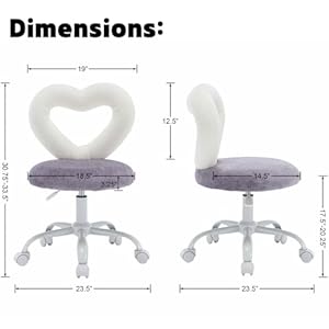 Duomay chenille kids desk chair heart back upholstered computer chair for boys and girls cute swivel height adjsutable study arm chair for child home bedroom purple white  urban country home decor