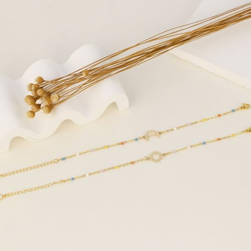 Image of LINY Matching Aunt and Niece Bracelets for 2, Sun and Moon Bracelet for Aunt and Niece Gifts Christmas Birthday Gift