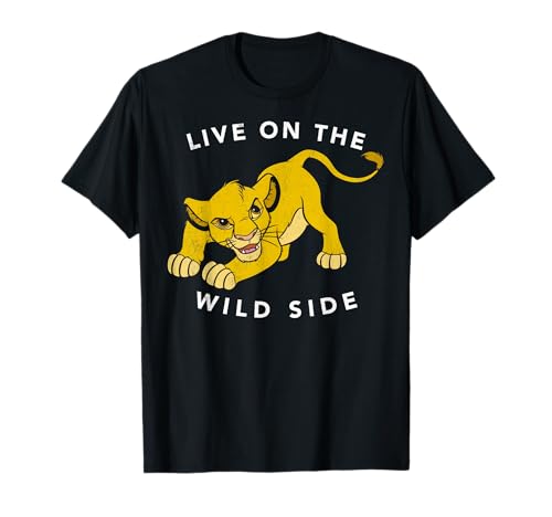 T-shirt Roi Lion Simba en coton haut de gamme avec impression grand format