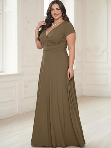 Image of KOH KOH Womens Sexy Cap Short Sleeve V-Neck Flowy Cocktail Gown