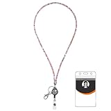 Lanyards for ID Badges - Retractable Lanyards for Women Bling Crystal Rhinestones ID Card Holder for