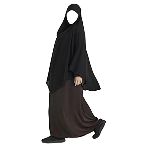 ADULTS BLACK EXTRA LONG MUSLIM PRAYER COTTON PULLOVER HIJAB BURKHA MAKNA KHIMAR SCARF Cover