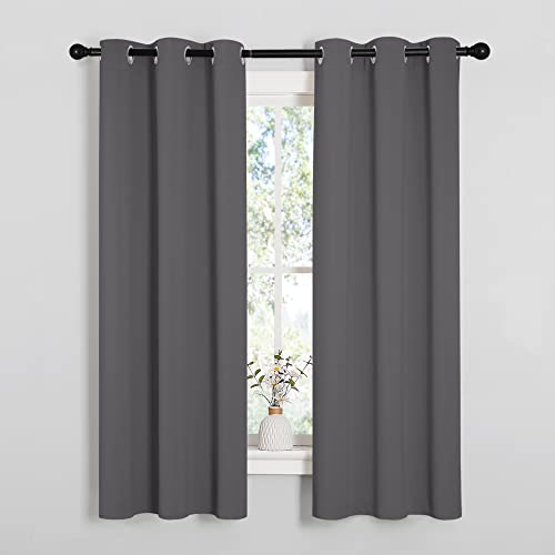 Image of NICETOWN Grey Blackout Curtain Panels for Bedroom, Thermal Insulated Grommet Top Blackout Draperies and Drapes (2 Panels, W34 x L63 inches, Grey)