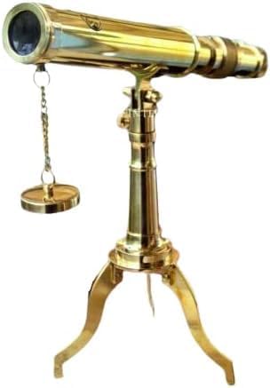 Antique Brass Telescope Tripod Stand Nautical Solid Standing Decorative Telescope Maritime Marine Desk Spyglass Desktop Style Gift