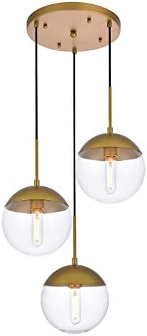 Eclipse 18 Inch 3-Light Pendant in Brass & Clear