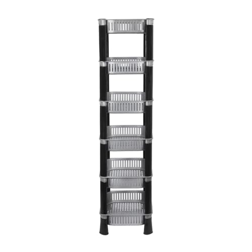 Image of KITCHIVO Multipurpose Storage Organizer Slim Rack Shelf with Wheels for Living Room, Office, Bedroom, Bathroom, Kids Room, Kitchen Trolley (Grey, 6 Layer)