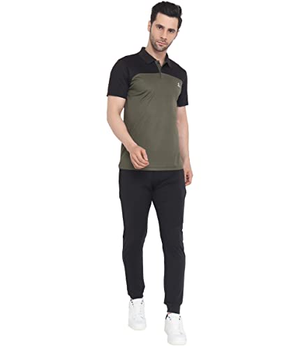 Image of Mens Polo Tshirt for Gym | Dual Tone Colour | Polyster Blended (XL, Olive Green)