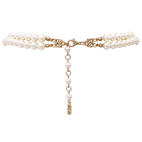 Rosemarie Collections Women's Double Strand Classic Simulated Pearl Necklace And Earring Jewelry Gift Set, 20"+2.5" Extender - Image 3