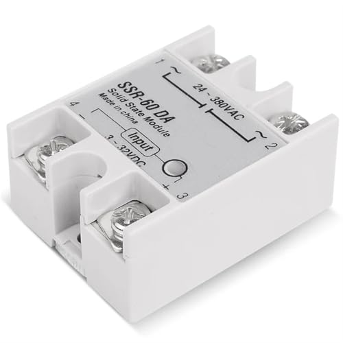 Relé de estado sólido SSR 60DA input 3-32V CC output 24-380V CA con cubierta industrial 5