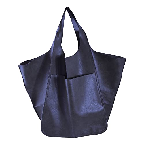 Image of KlaOYer Oversized Leather Tote Bag Huge Capacity Work Hobo Pu Leather Bucket Purse And Handbag Large Soft Travel Shopping Bag