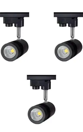 Glowave 9 Watts Black LED Indoor Modern Adjustable Head Metal Cylindrical Ceiling Mounted Spot/Down/Focus/Track Light for Kitchen, Bar, Malls Office -White (Pack of 3) (Trackway Excluded)