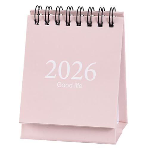 2026 Mini Desk Calendar Monthly Wirebound Simple Style Desktop Calendar 3.9" x 3" - Pink (Jan. 2026 to Jul. 2027)