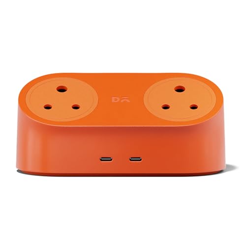 Image of DailyObjects Loft Charging Station - 2 Type-C Ports - 65W, 2 Type-D Ports - 2500W, 5ft Long Cable, Compatible with All Devices, Supports Laptop Charging for Office, Home Appliances, GaN5 - Orange