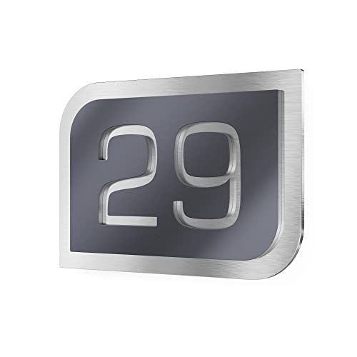 Graviers Design Plaque Numéro de Maison | Chiffres personnalisables | 160x110 mm Anthracite RAL 7016 | Acier inoxydable | Fabriqué en Allemagne Cover