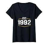 Photo Gallery donna stile vintage est 1992, design per compleanno maglietta con collo a v Photo Gallery donna stile vintage est 1992, design per compleanno maglietta con collo a v