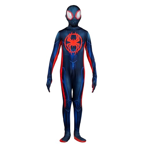 Marvel Miles Morales: Spider-Man Official Youth Deluxe Zentai Costume - Stretch Spandex with Hidden Zippers, Wrist Slits (S) Multi - Thumbnail 6