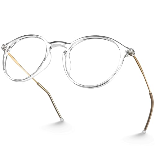Image of VISOONE Lightweight Anti-Slip Blue Light Blocking Glasses Niko | Clear Lense UV400 Round Frame Fashion Cute Slim Eyewear for Women Men non prescription