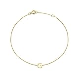 Carissima Gold Women's 9ct Yellow Gold 4.5mm x 5mm G Initial Adjustable Bracelet 15cm/6"-18.5cm/7.25"