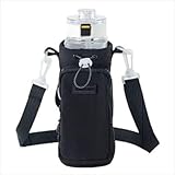 NABESHI ボトルホルダー 水筒ホルダー ペットボトルホルダー スマホポーチ 子供 肩掛け 防水 保冷 水筒 (ブラック)