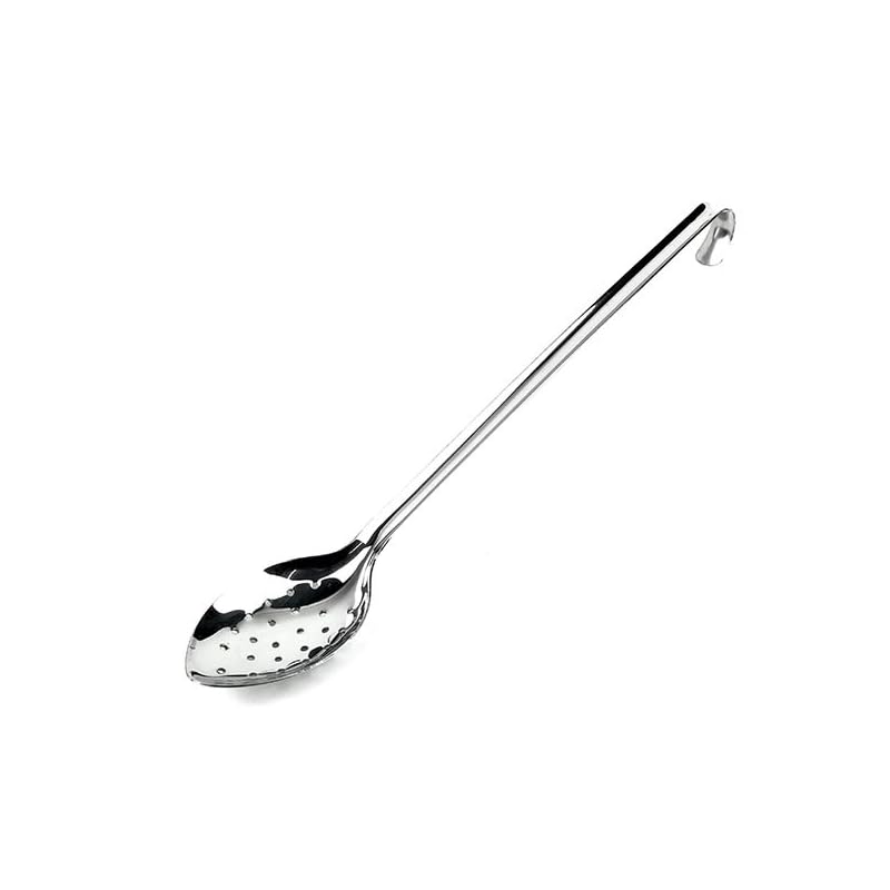 Professional Serving Spoons with Hook Handles, 16 Inch, Set of 4, Silver, Solid & Perforated, Kitchen and Servingware, Spoon Set - Image 4