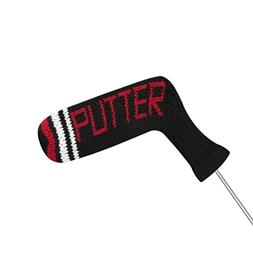 LeFeng Golf Blade Putter Cover - Knitted Ping Putter Head Cover - Premium Lightweight and Durable Material - Multiple Personalized Patterns - Perfect for Most Blade Putters(Black Putter)