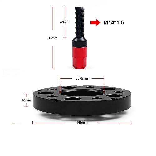Espaciadores de rueda con orificio centrado 66,6 mm y tornillos M14x1.5 para chasis Audi 3
