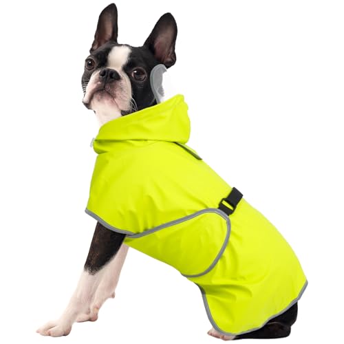 FUAMEY Reflective Dog Raincoats for Medium | Adjustable Belly Strap, Clear Hood, Waterproof, Snow...