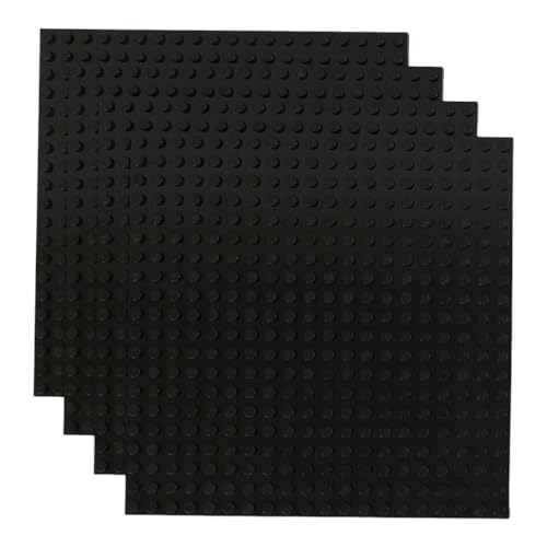 Image of Classic Baseplate - Building Kit for Toddlers & Kids - 20 x 20 Studs - 6.3 x 6.3 inches - Pack of 4 Baseplates - Compatible with Major Brands (Black)