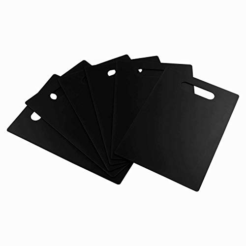 Set de 6 tablas de cortar de plástico negras rectangulares