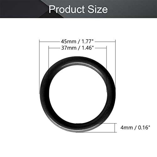 Othmro 10 Pcs Rubber O-Rings, Nitrile Rubber Washers Seal O Rings 45mm OD 37mm ID 4mm Width, Sealing Gasket for Taps, Plumbing
