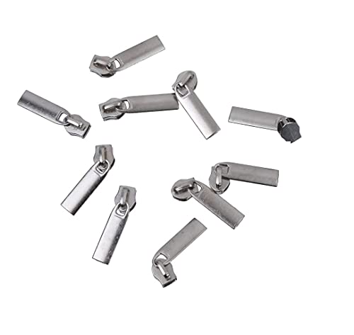 Image of Croatia Heavy Metal Zipper Sliders Zipper Repair Size No.5 (Silver) Replacement Sewing DIY for Luggage Purses Bags (Pack of 10)