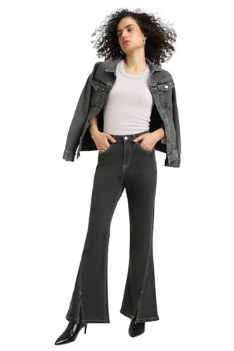 Image of Forever 21 Women Solid Flared Regular Fit Jeans