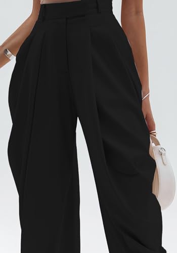 Unybwonn Women Dress Slacks Pants Casual Baggy Pleated Business Work Pants Wide Leg High Waisted Palazzo Pants Trousers3