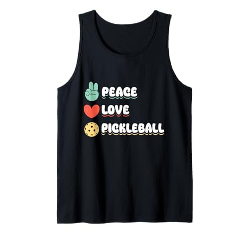 Peace Love Pickleball Funny Sports Paddle Design Camiseta sin Mangas