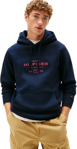 Tommy Hilfiger Herren Hoodie Oval Graphic mit Logo Blau (Desert Sky) XXXL