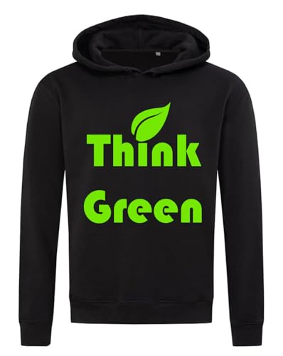 Sweat à capuche noir en coton mélangé Think Green pour un style décontracté au quotidien