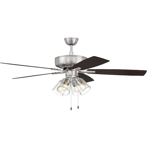 Craftmade P104BNK5-52DWGWN Pro Plus 52" Ceiling Fan with LED Lights & Pull Chain, 5 Reversible Driftwood/Grey Walnut MDF Blades, Brushed Polished Nickel thumbnail 2
